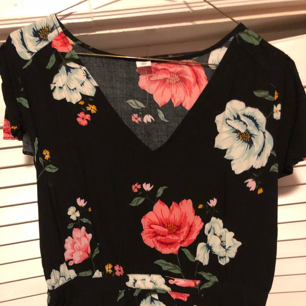 LIKE NEW black floral A line dress